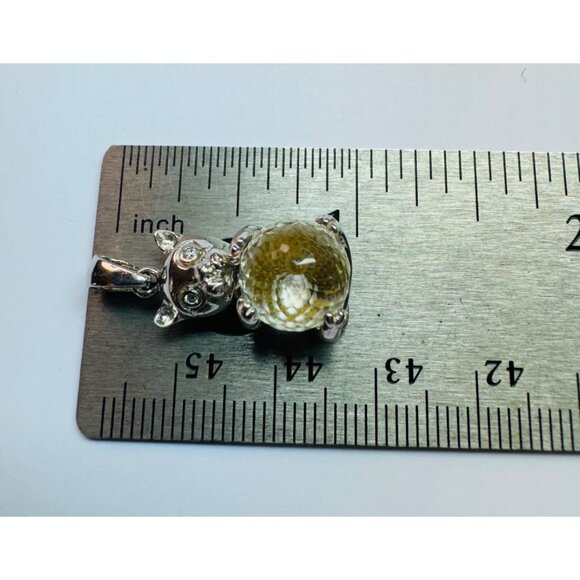 Brand New Sterling Silver Adorable Cat Kitten Pendant Charm Clear Crystal Ball - Picture 7 of 10